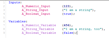 PowerLanguage inputs and variables image
