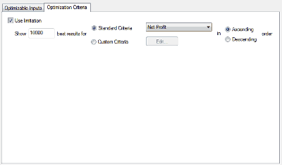 Optimization Criteria Selection Image