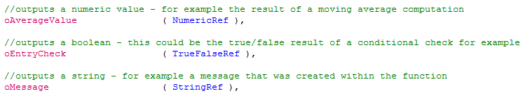 Reference inputs for functions